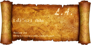 Lóczi Ada névjegykártya